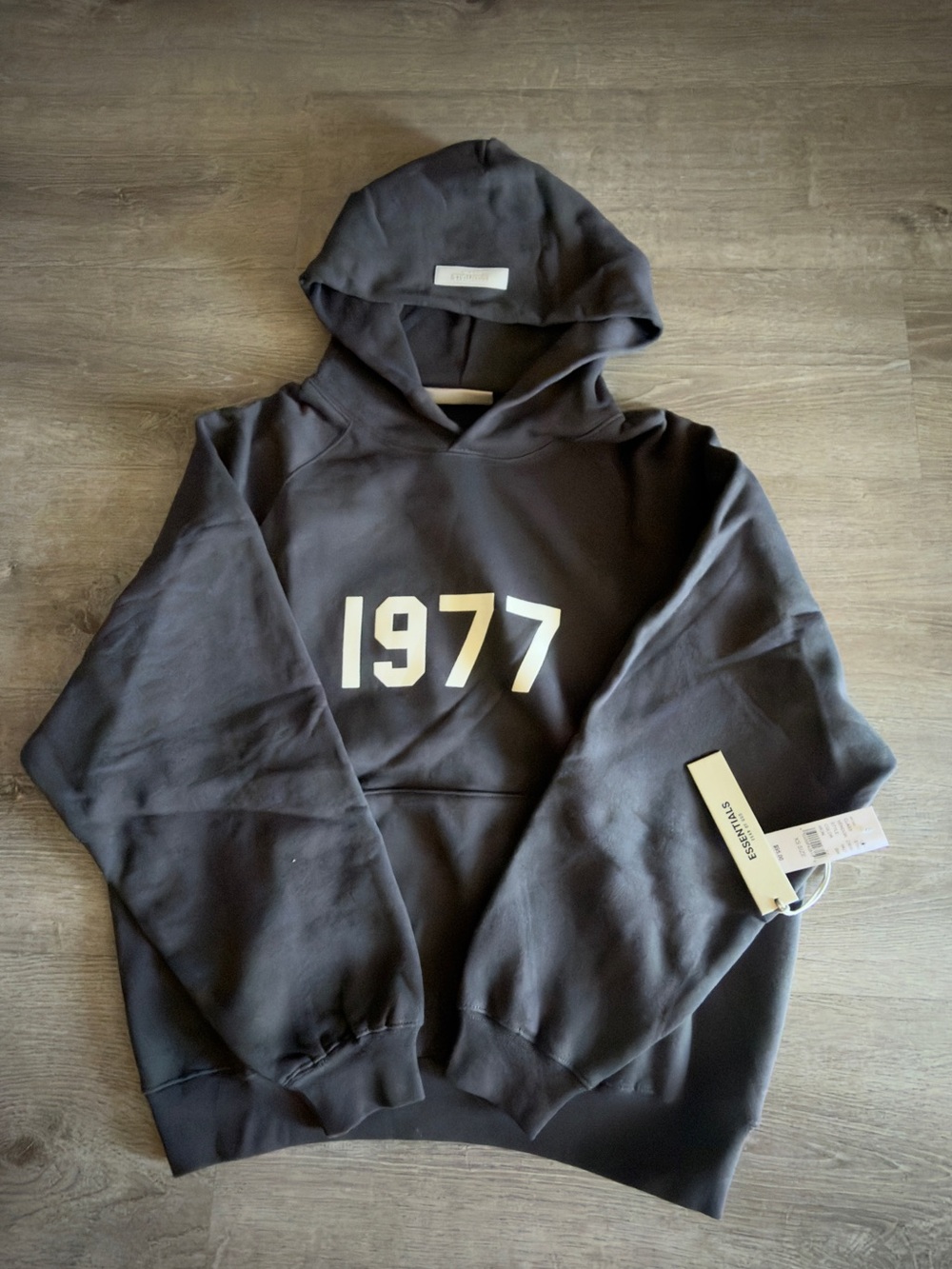 Essentials 1977 Graphic Hoodie - Iron with White Print